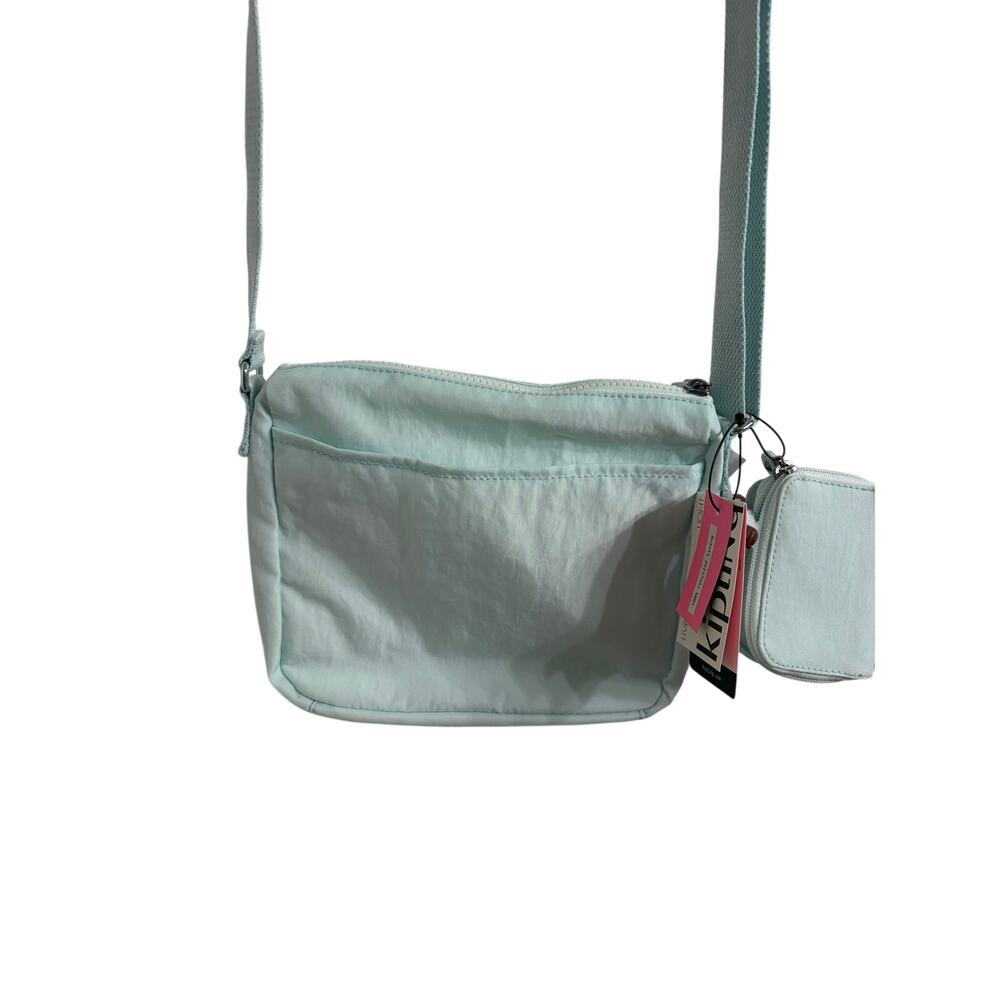 NWT Kipling Alvar Mint Crossbody Nylon‎ Organizer Purse Monkey Keychain wallet - Picture 7 of 10